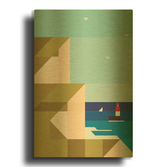'Cliffs' By Antony Squizzato Gold Metal Wall Art