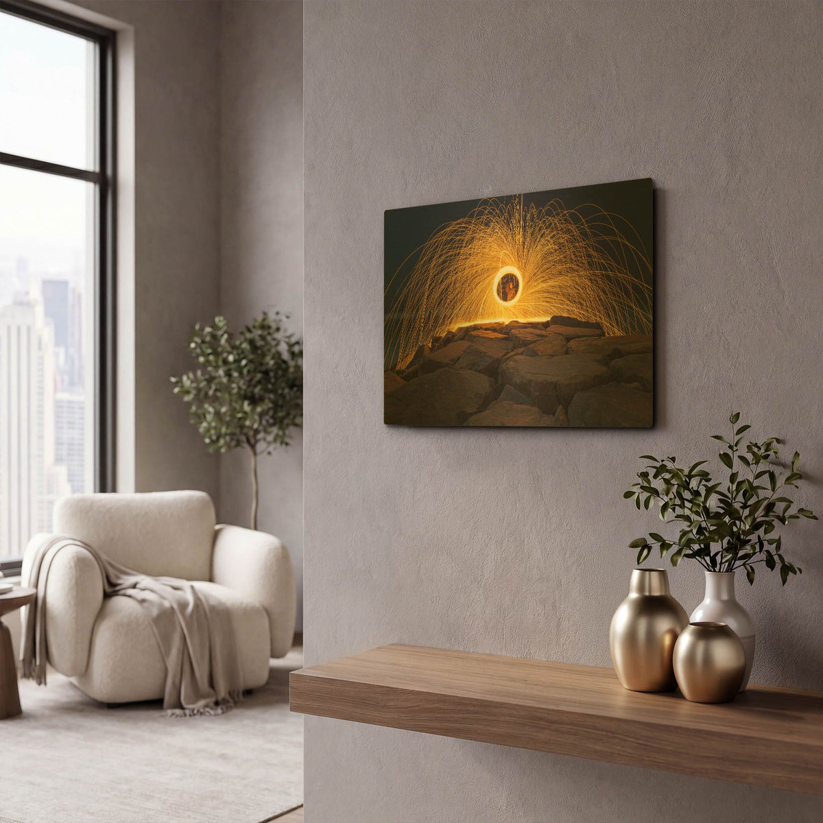 'Ponto Bursting' By Chris Moyer Gold Metal Wall Art