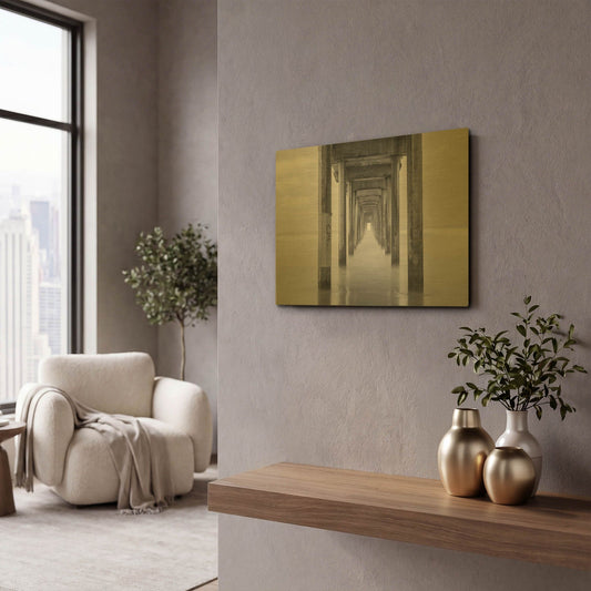 'Smoothing Scripps' By Chris Moyer Gold Metal Wall Art