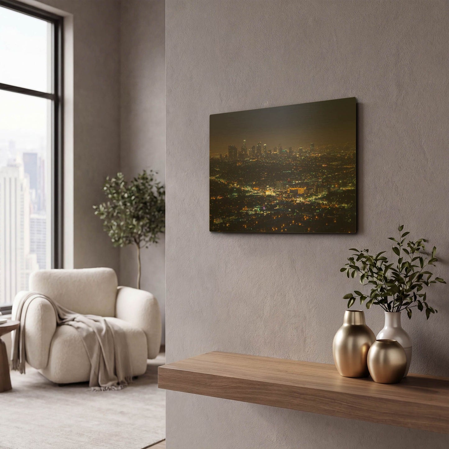 'LA Skyline' By Chris Moyer Gold Metal Wall Art