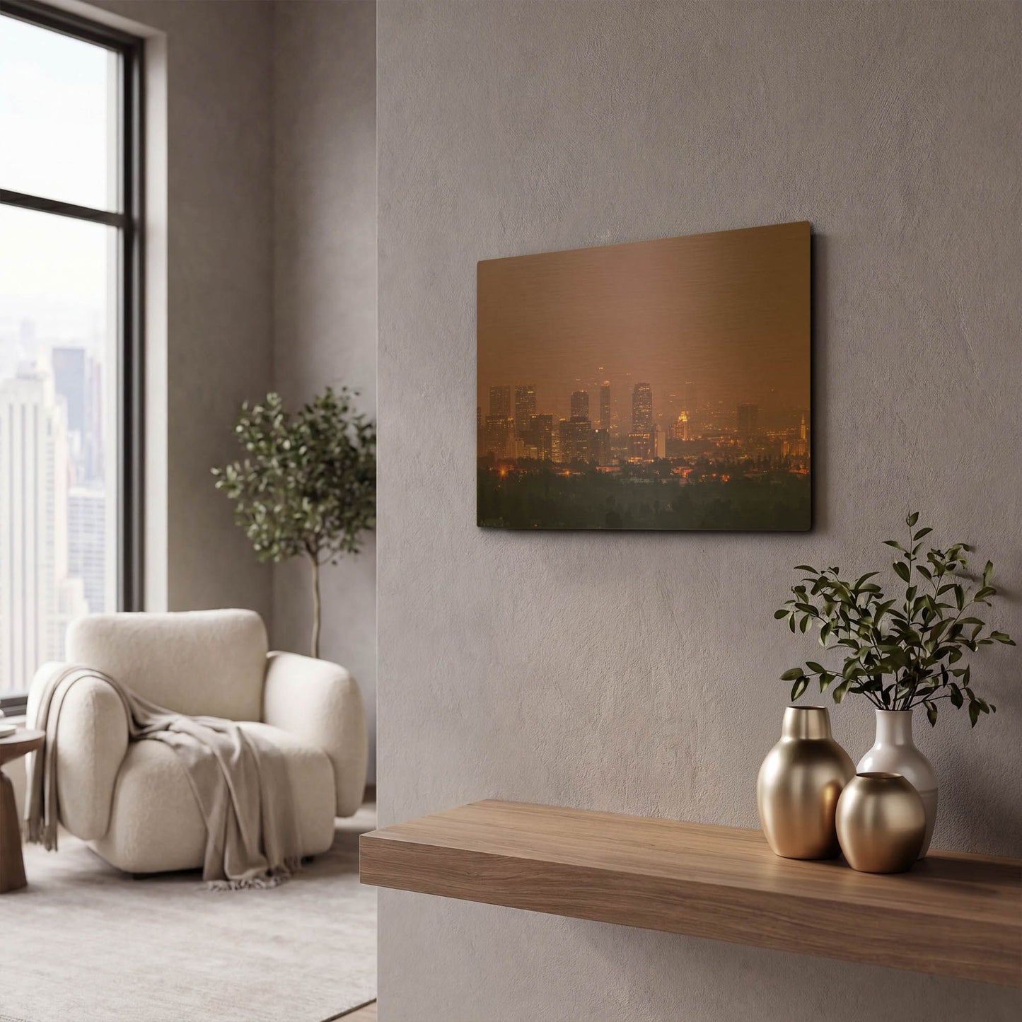 'LA' By Chris Moyer Gold Metal Wall Art