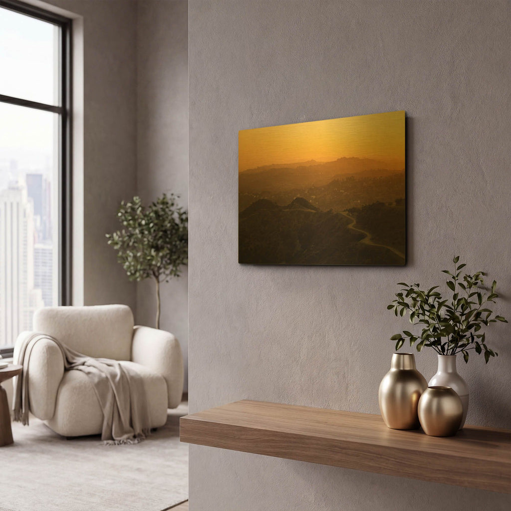 'Sunset Layers' By Chris Moyer Gold Metal Wall Art