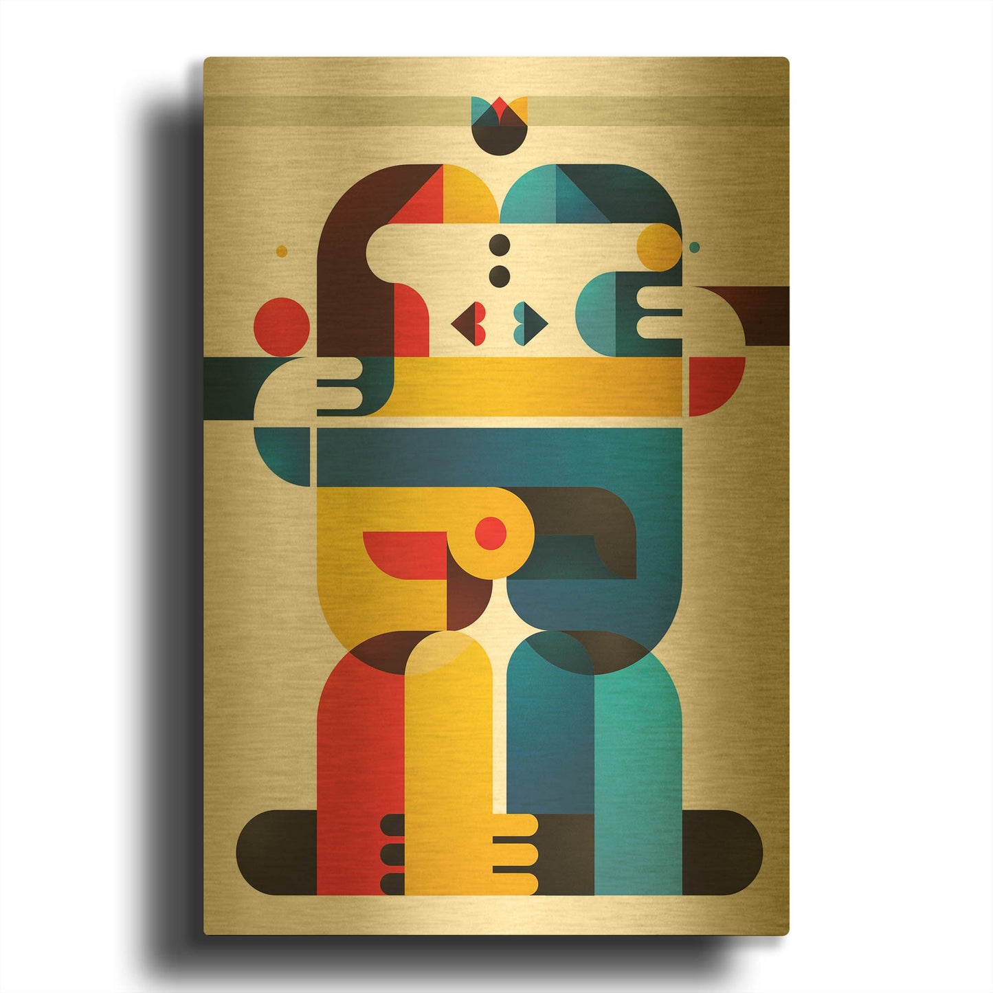 'The Kiss' By Antony Squizzato Gold Metal Wall Art
