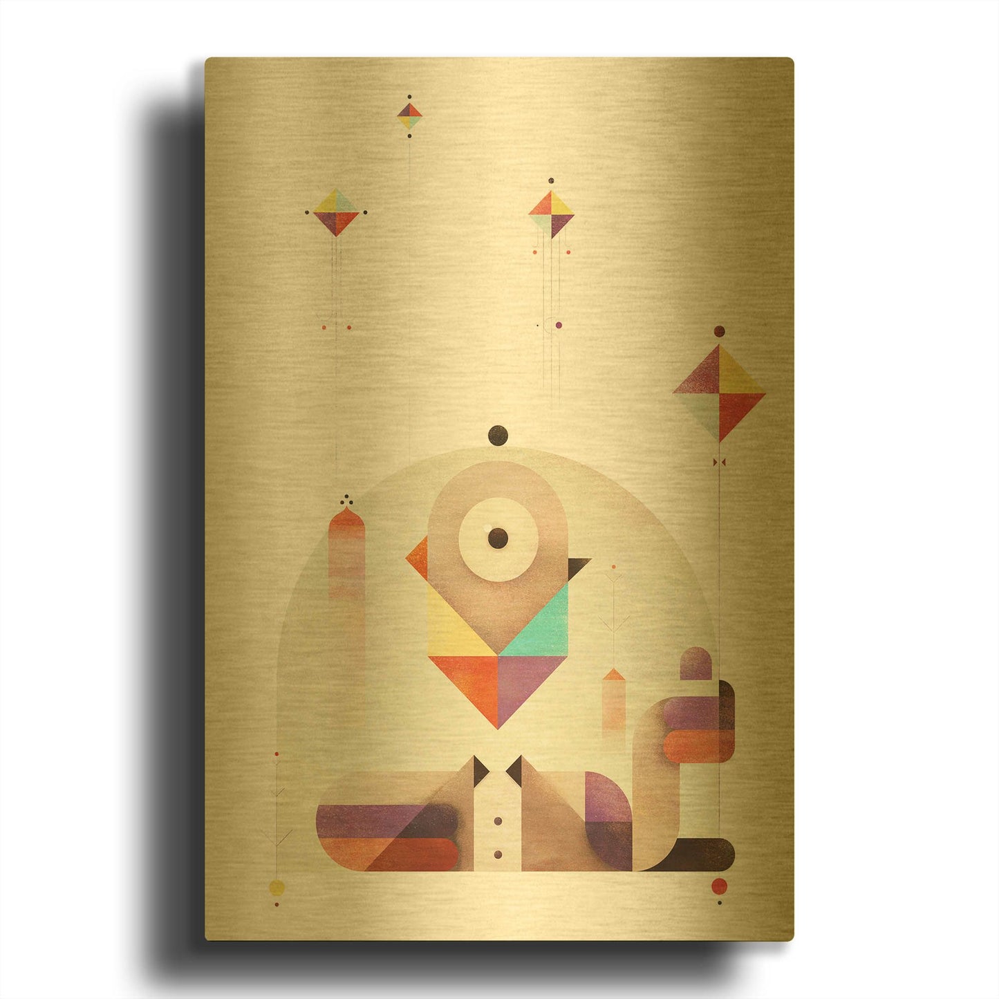 'Kite Master' By Antony Squizzato Gold Metal Wall Art