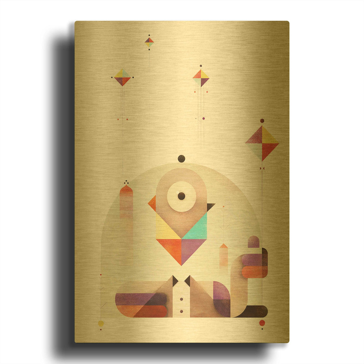 'Kite Master' By Antony Squizzato Gold Metal Wall Art