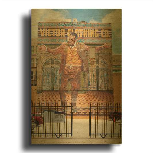 'Victor Clothing Co.' By Chris Moyer Gold Metal Wall Art