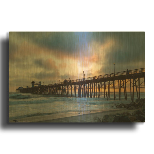 'Oceanside Drama' By Chris Moyer Gold Metal Wall Art