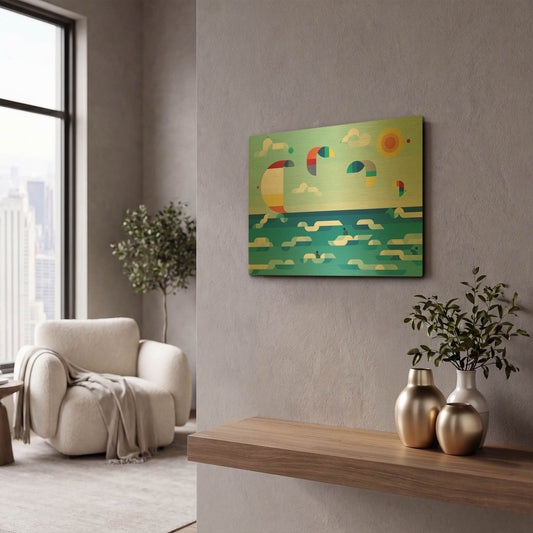 'Kites Dance' By Antony Squizzato Gold Metal Wall Art