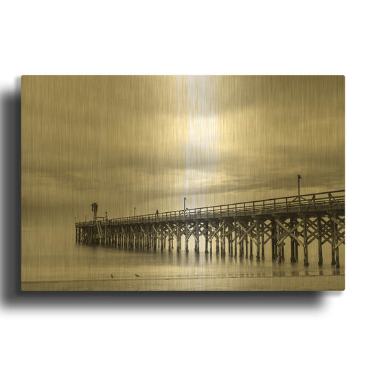 'Gavoita Storm Pier' By Chris Moyer Gold Metal Wall Art