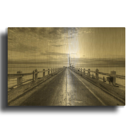 'Carpinteria Pier View II' By Chris Moyer Gold Metal Wall Art
