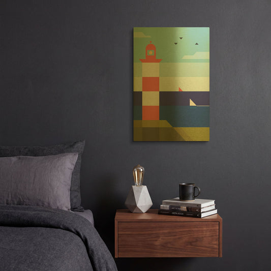 'Lighthouse' By Antony Squizzato Gold Metal Wall Art