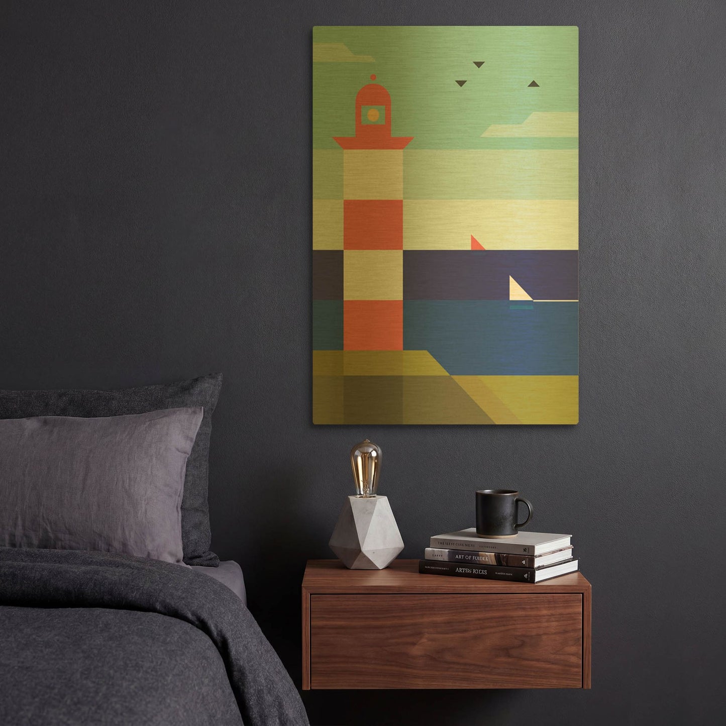 'Lighthouse' By Antony Squizzato Gold Metal Wall Art