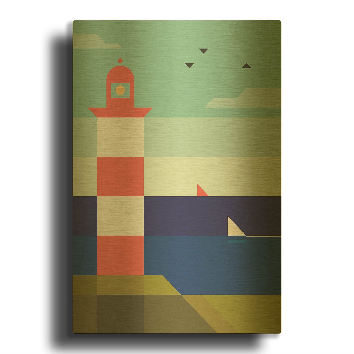 'Lighthouse' By Antony Squizzato Gold Metal Wall Art