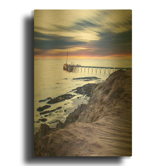 'Pier Bluffin' By Chris Moyer Gold Metal Wall Art