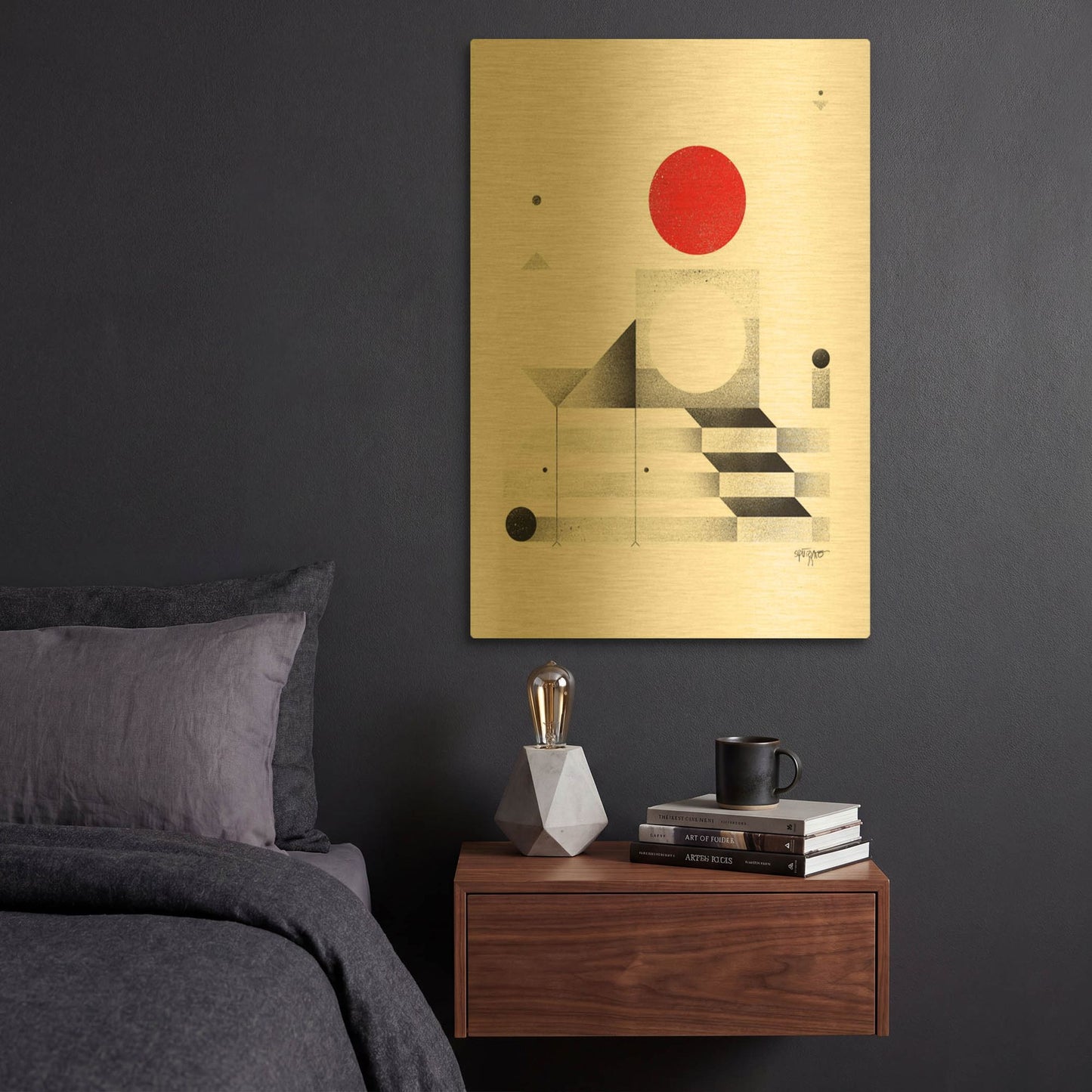 'Open Space 4' By Antony Squizzato Gold Metal Wall Art