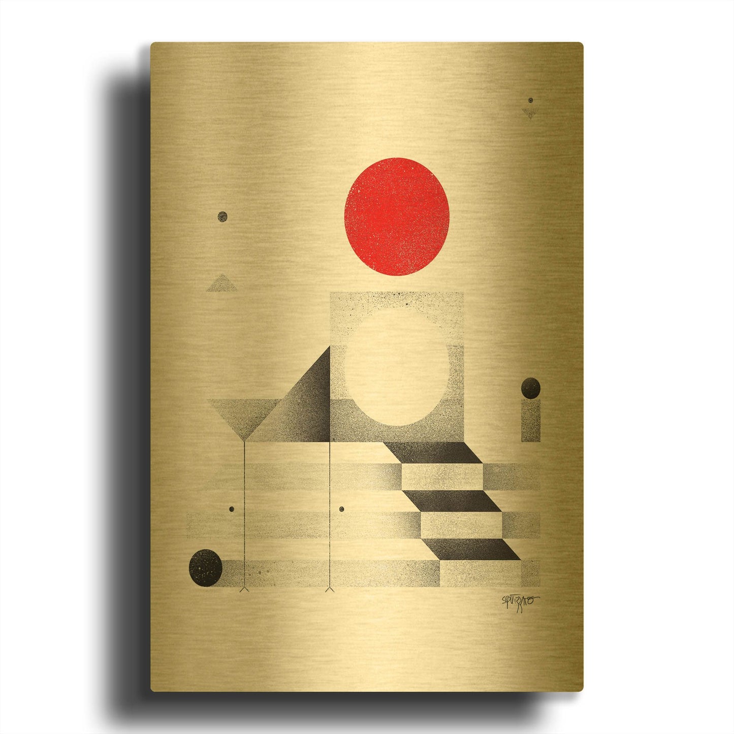 'Open Space 4' By Antony Squizzato Gold Metal Wall Art