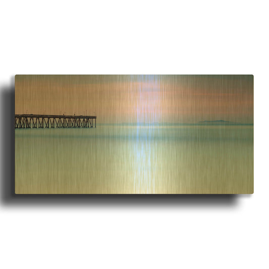 'Pier View to The Islands' By Chris Moyer Gold Metal Wall Art