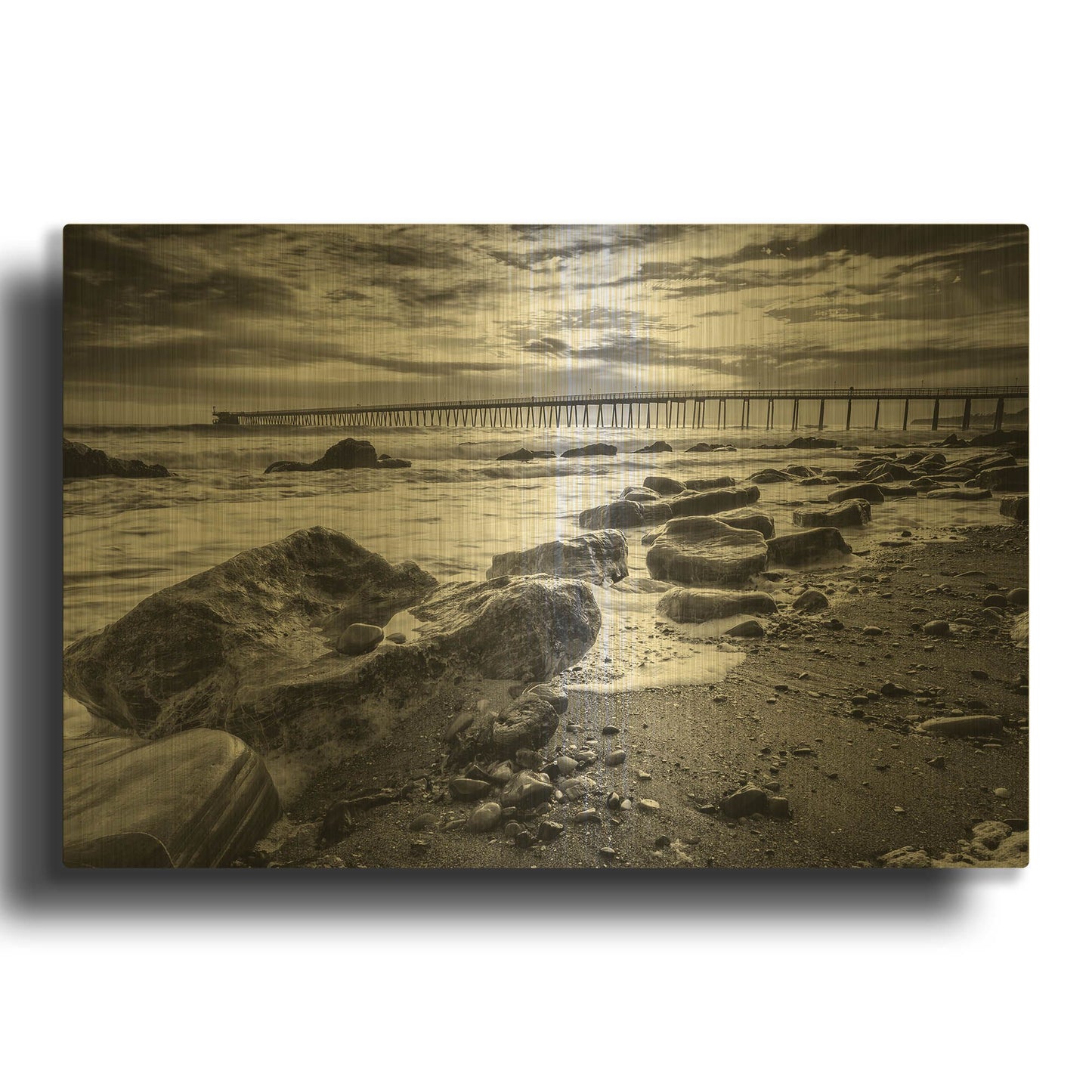 'Bacara Dark' By Chris Moyer Gold Metal Wall Art