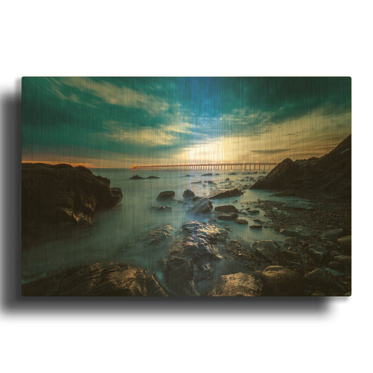 'Bacara Twilight' By Chris Moyer Gold Metal Wall Art