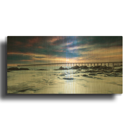 'Goleta Night' By Chris Moyer Gold Metal Wall Art