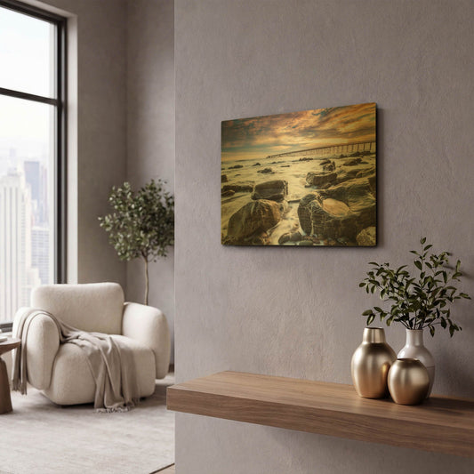 'Goleta Shores' By Chris Moyer Gold Metal Wall Art