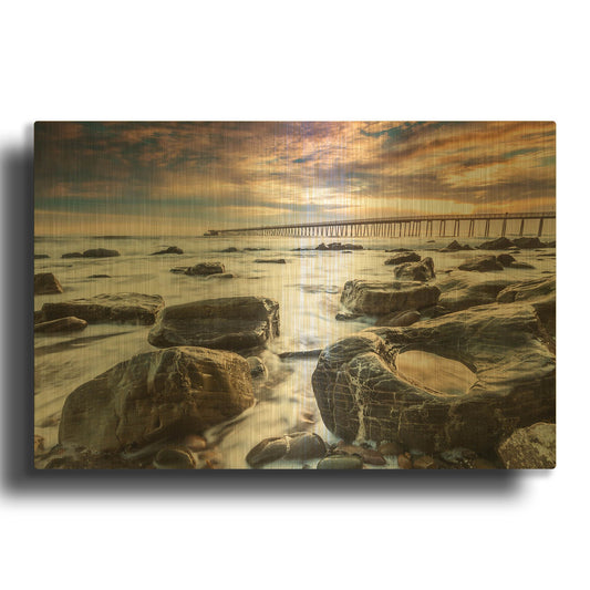 'Goleta Shores' By Chris Moyer Gold Metal Wall Art
