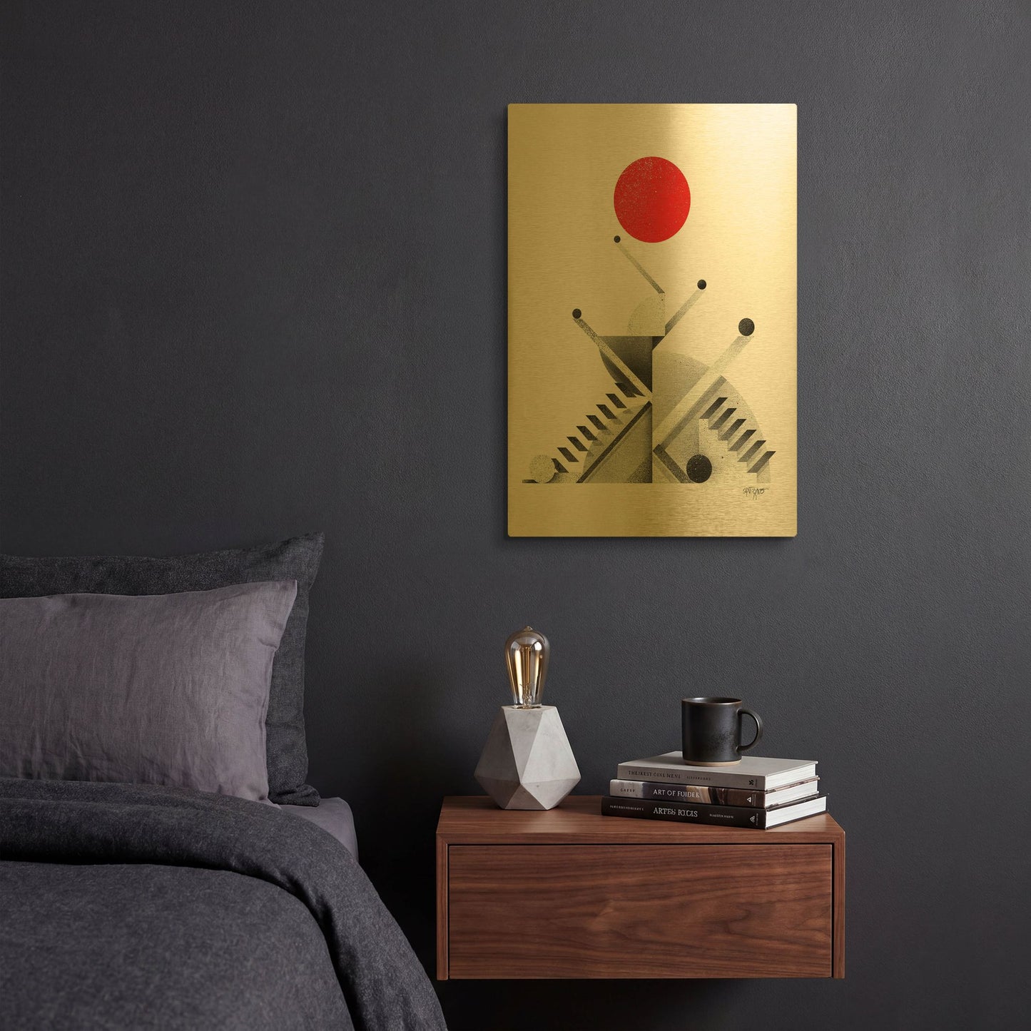 'open space 5' By Antony Squizzato Gold Metal Wall Art