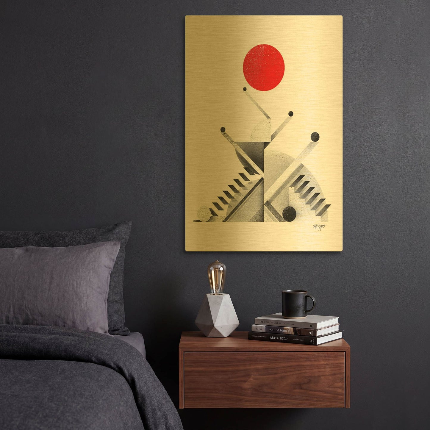 'open space 5' By Antony Squizzato Gold Metal Wall Art