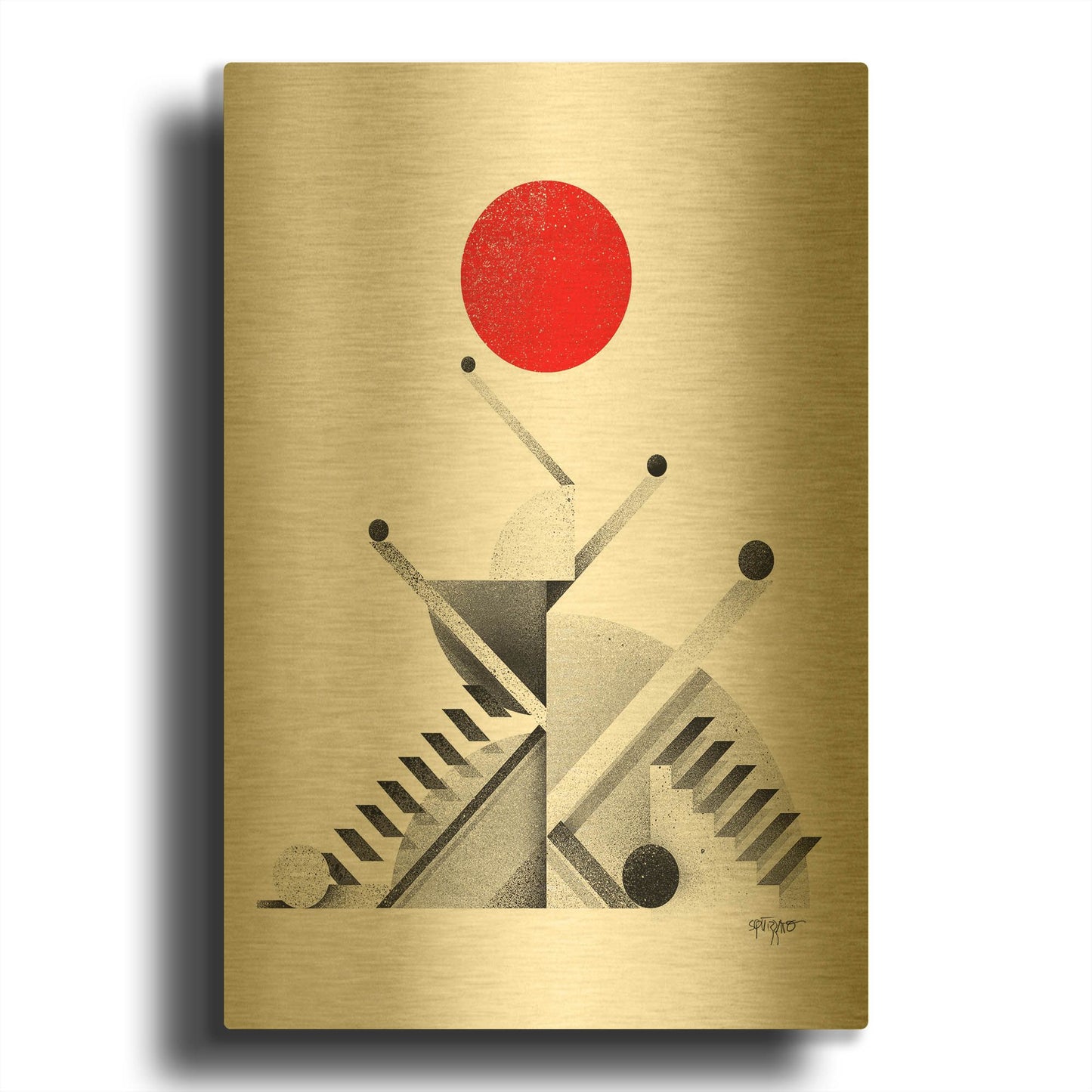 'open space 5' By Antony Squizzato Gold Metal Wall Art