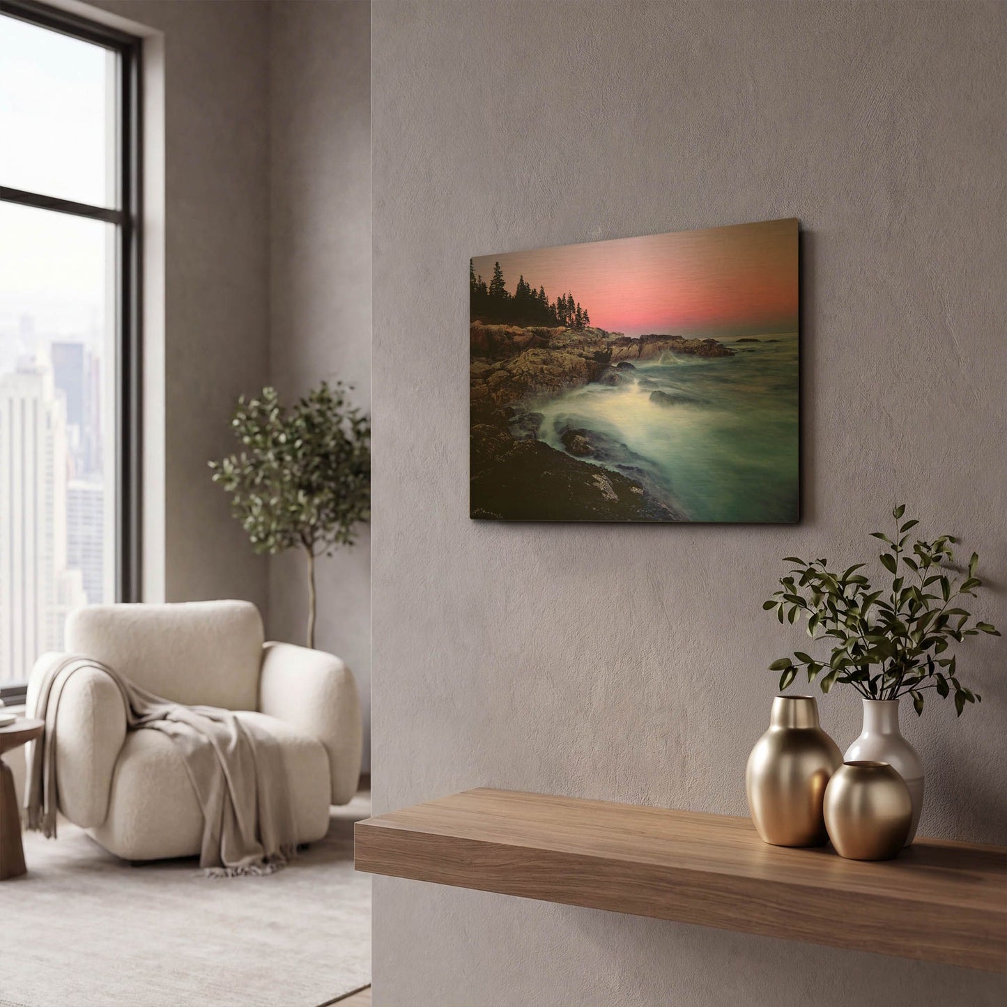 'Acadia Dusk' By Mike Jones Gold Metal Wall Art