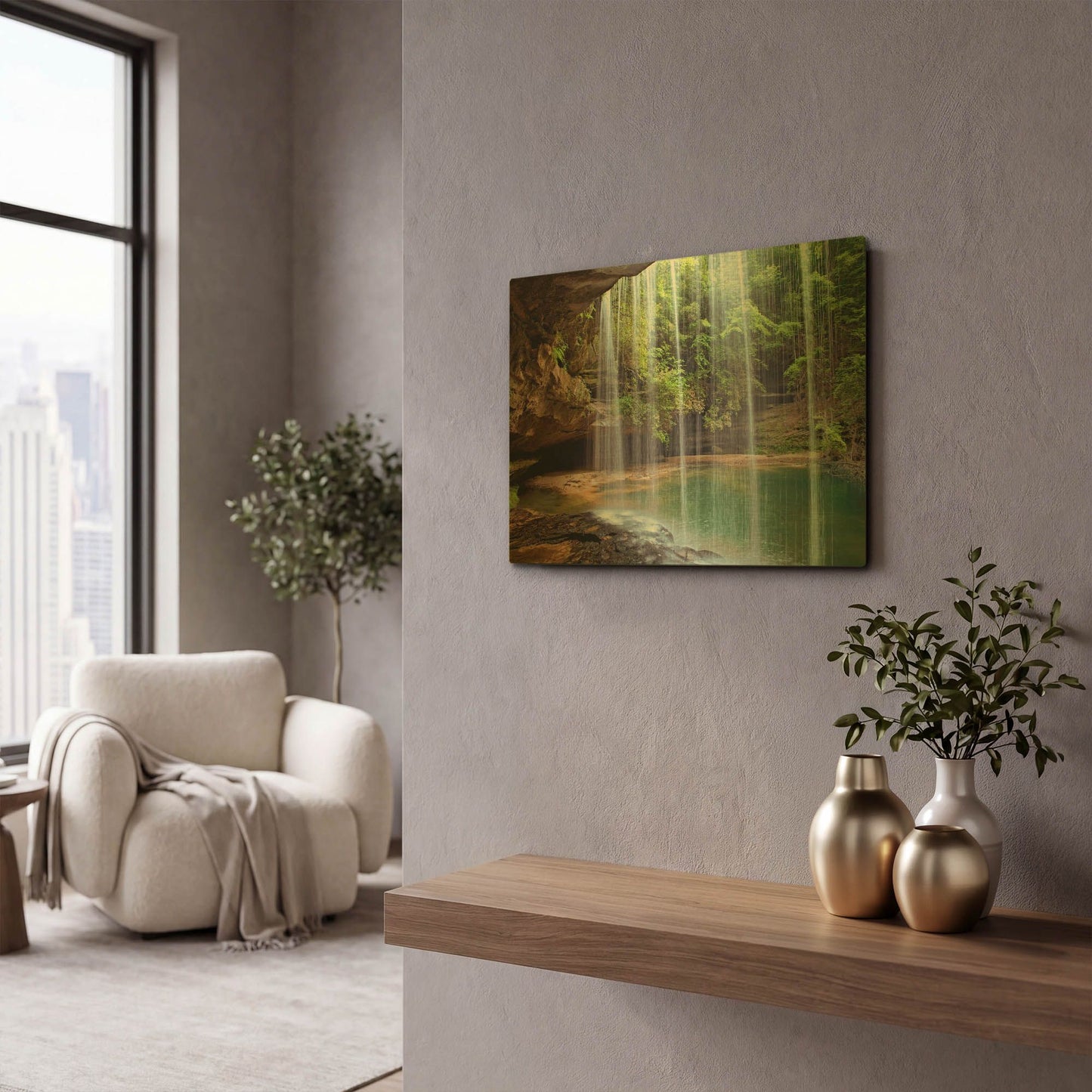 'Alabama Caney Creek Veil' By Mike Jones Gold Metal Wall Art