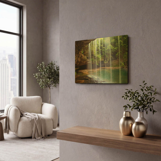 'Alabama Caney Creek Veil' By Mike Jones Gold Metal Wall Art