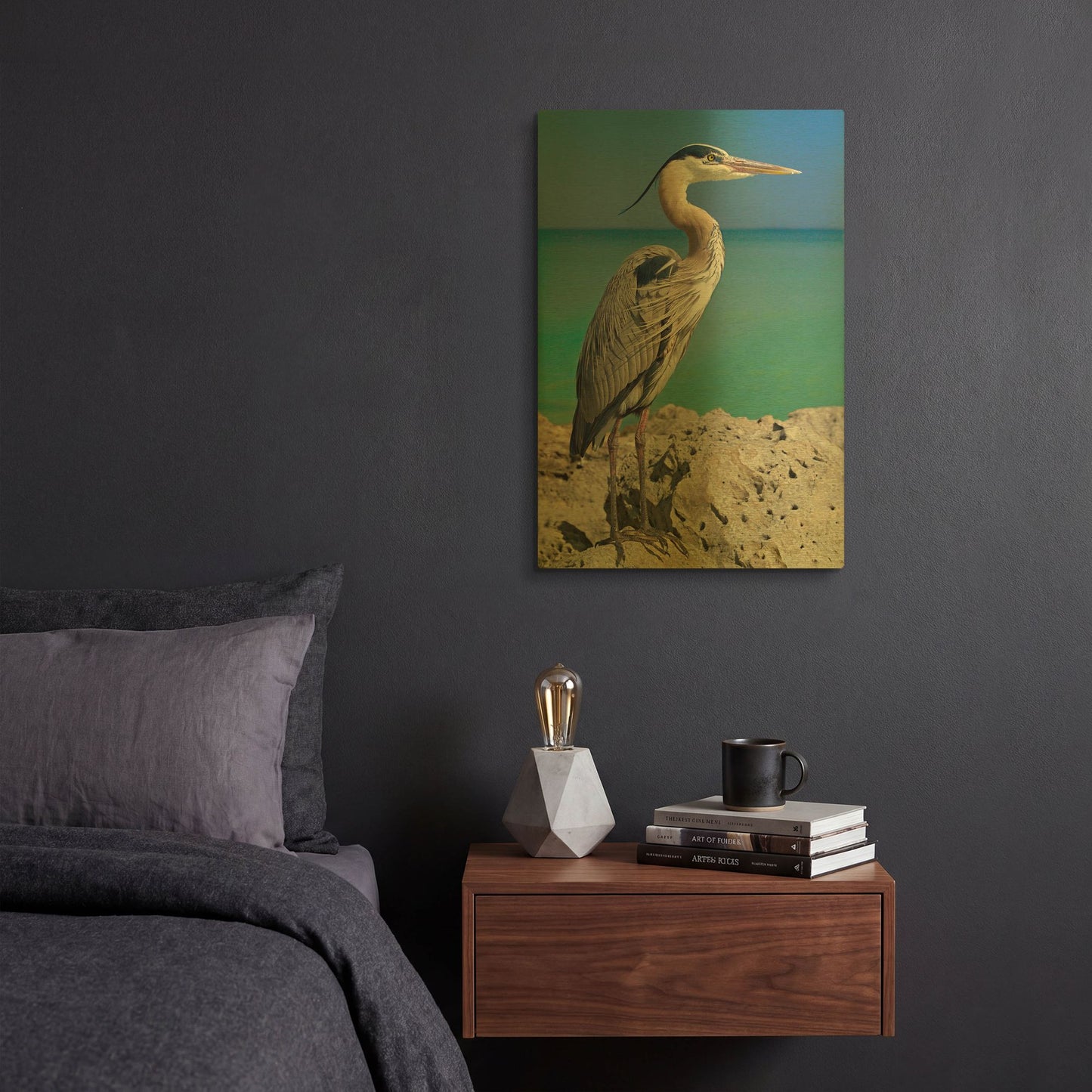 'Blue Heron' By Mike Jones Gold Metal Wall Art