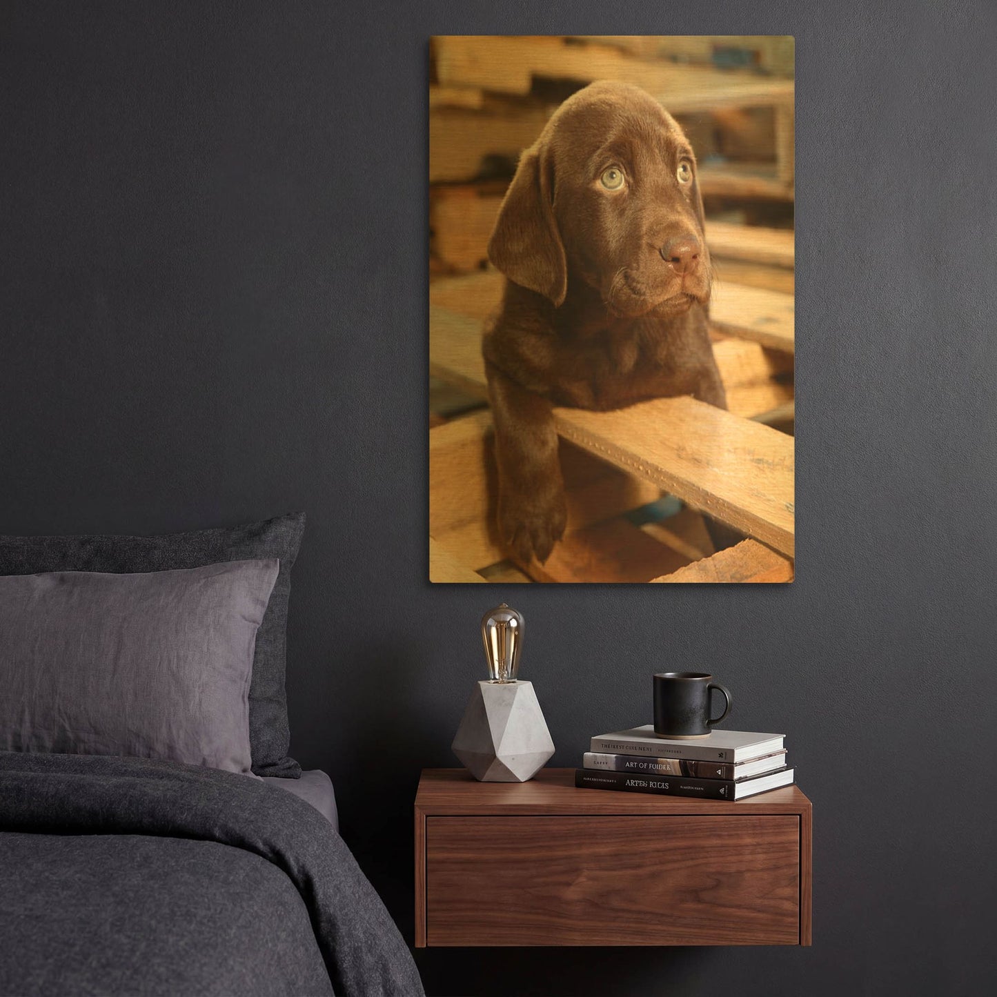 'Bryce Puppy' By Mike Jones Gold Metal Wall Art