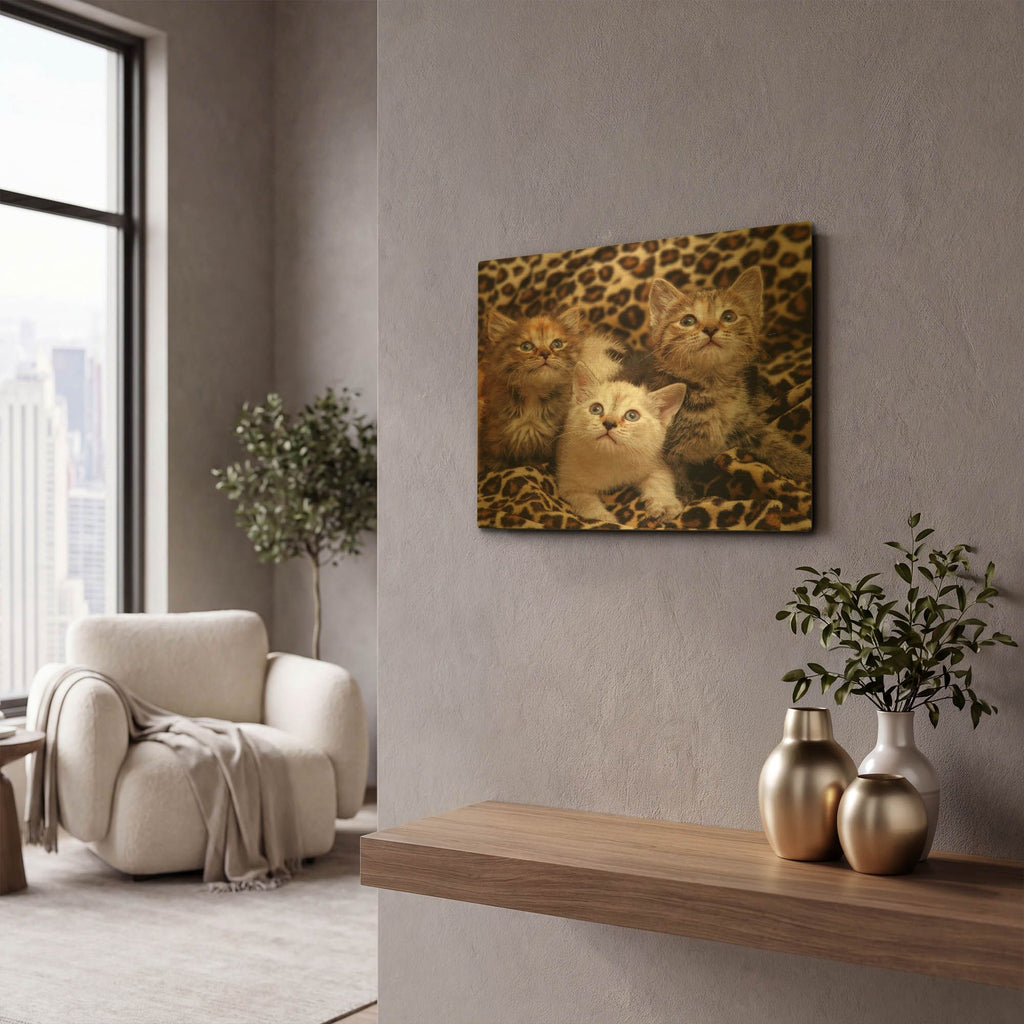 'Kittens' By Mike Jones Gold Metal Wall Art
