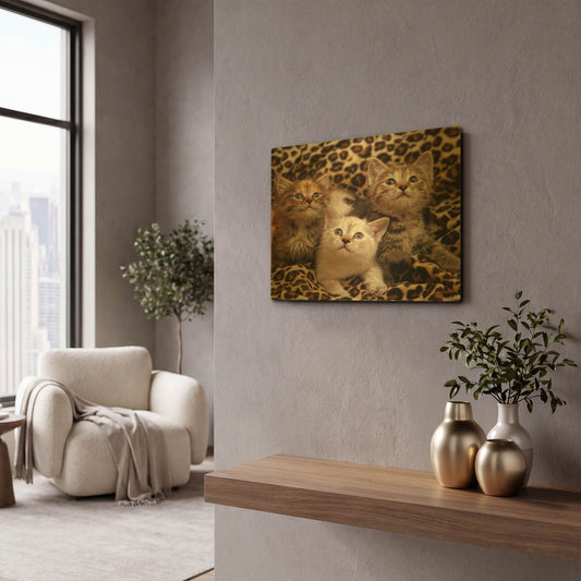 'Kittens' By Mike Jones Gold Metal Wall Art