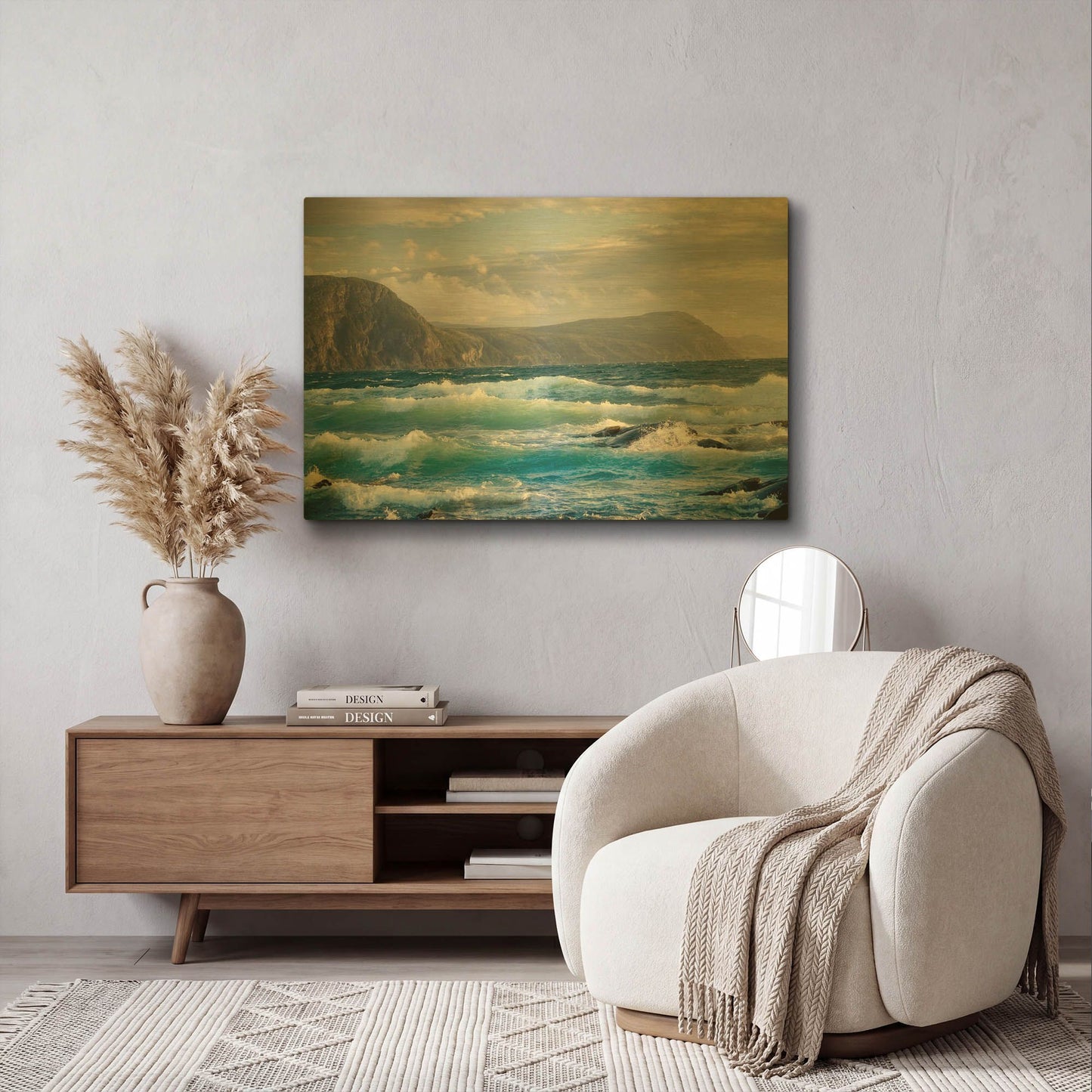 'Newfoundland Sunset Surf' By Mike Jones Gold Metal Wall Art
