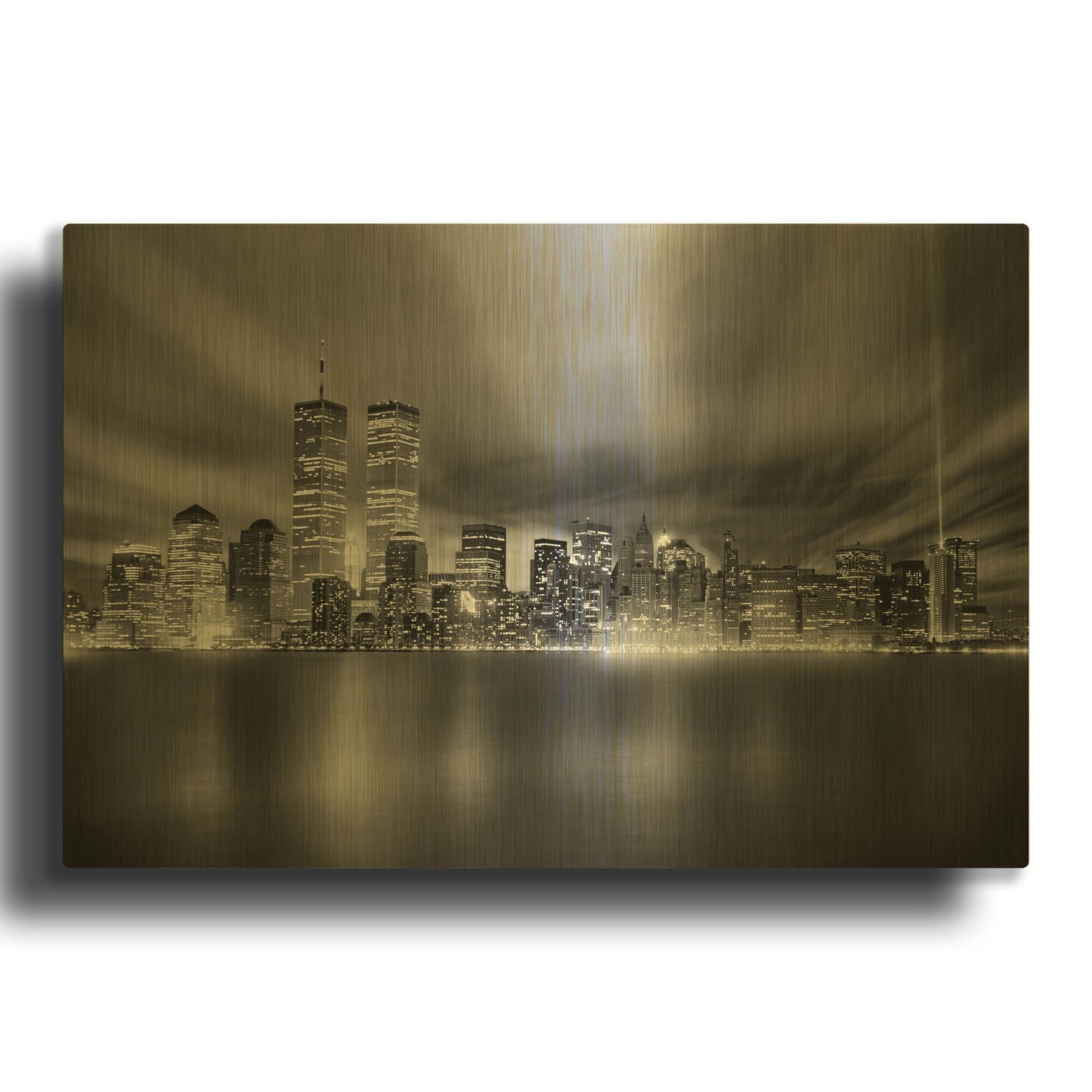 'NYC WTC Skyline' By Mike Jones Gold Metal Wall Art
