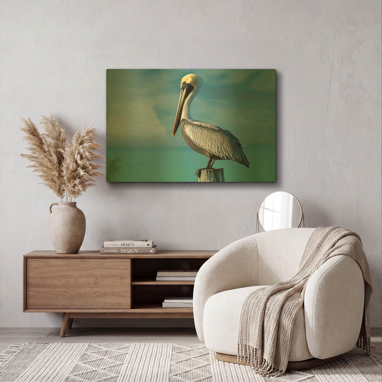 'Pelican' By Mike Jones Gold Metal Wall Art