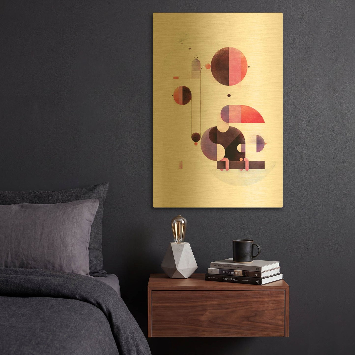 'Rainbow Swinger' By Antony Squizzato Gold Metal Wall Art