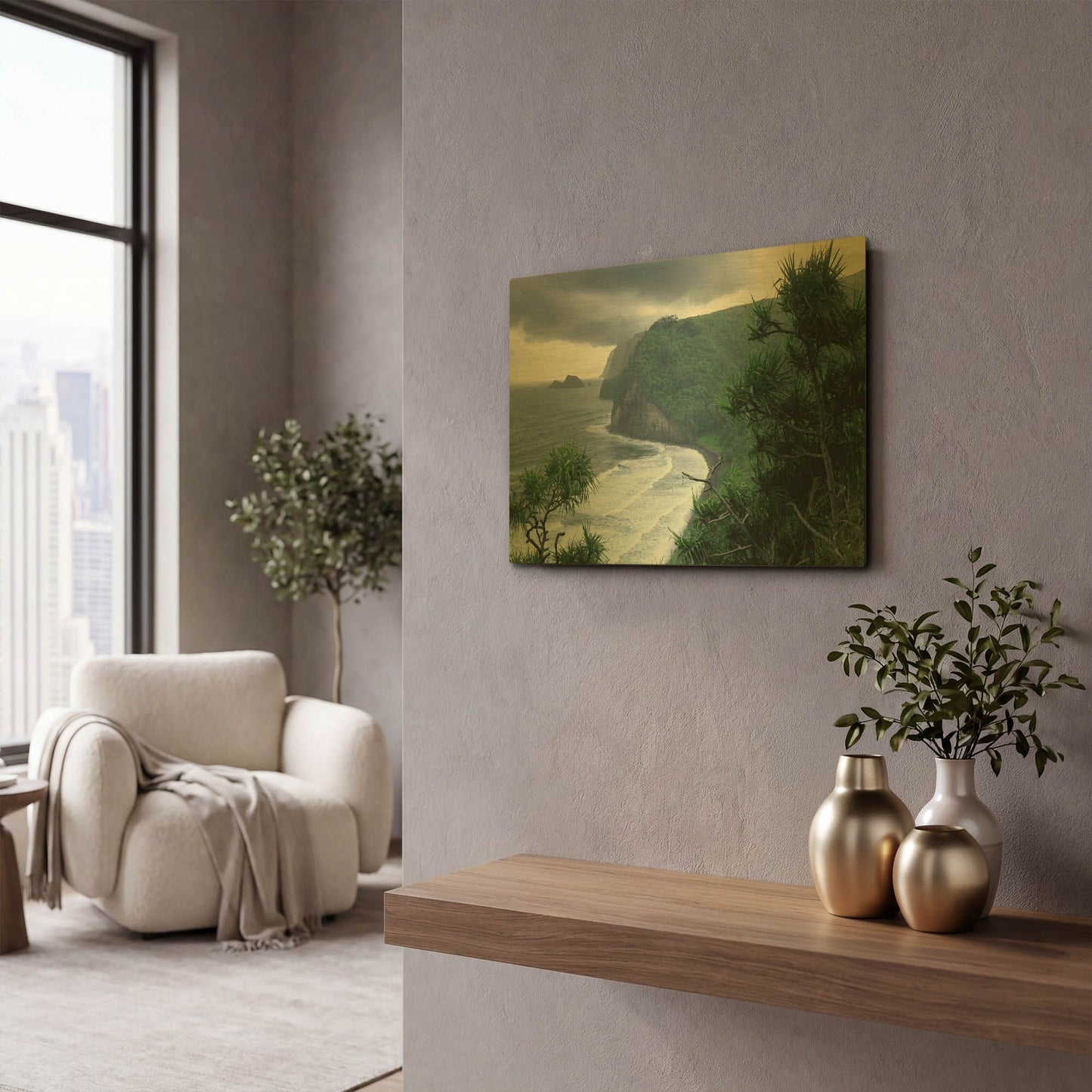 'Pololu Valley' By Mike Jones Gold Metal Wall Art