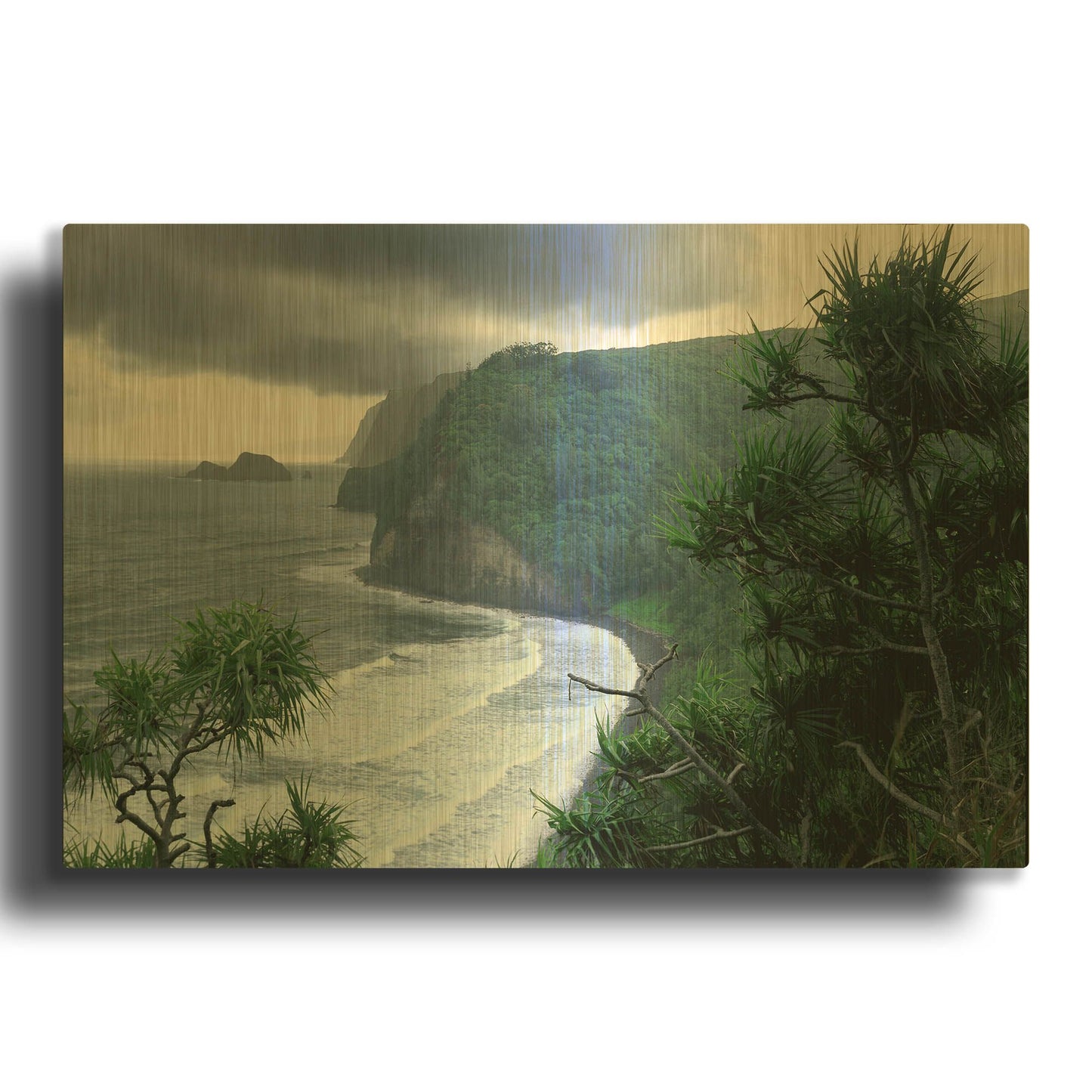 'Pololu Valley' By Mike Jones Gold Metal Wall Art