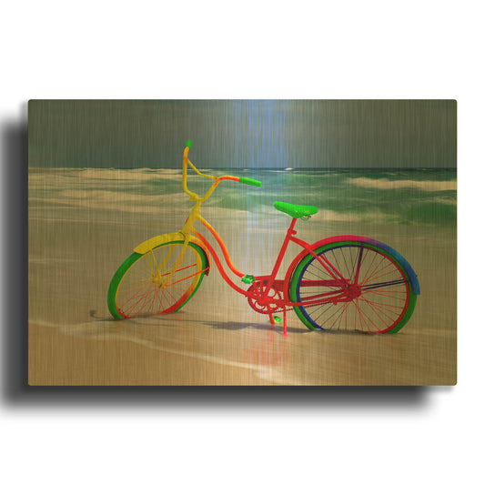 'Rainbow Bike' By Mike Jones Gold Metal Wall Art