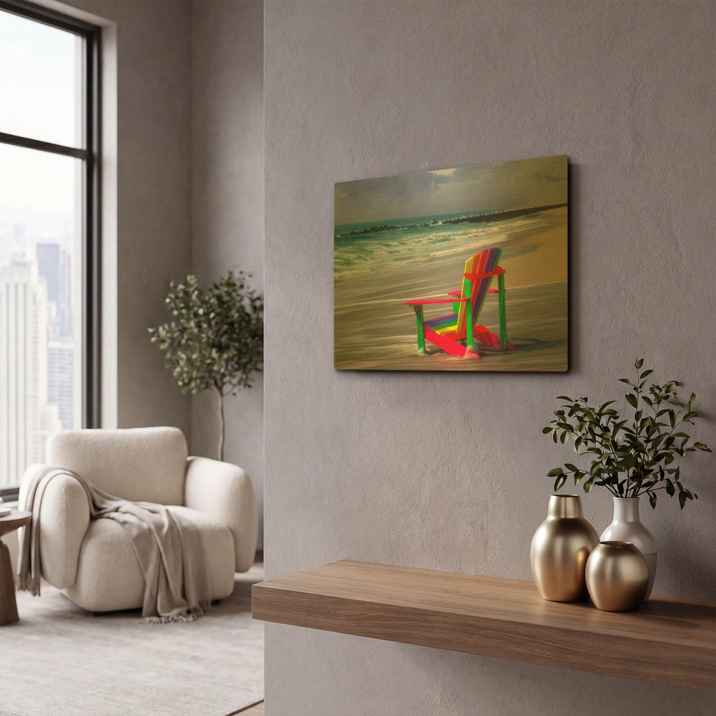 'Rainbow Chair' By Mike Jones Gold Metal Wall Art