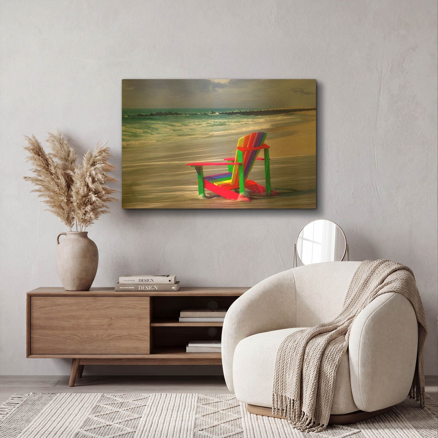 'Rainbow Chair' By Mike Jones Gold Metal Wall Art