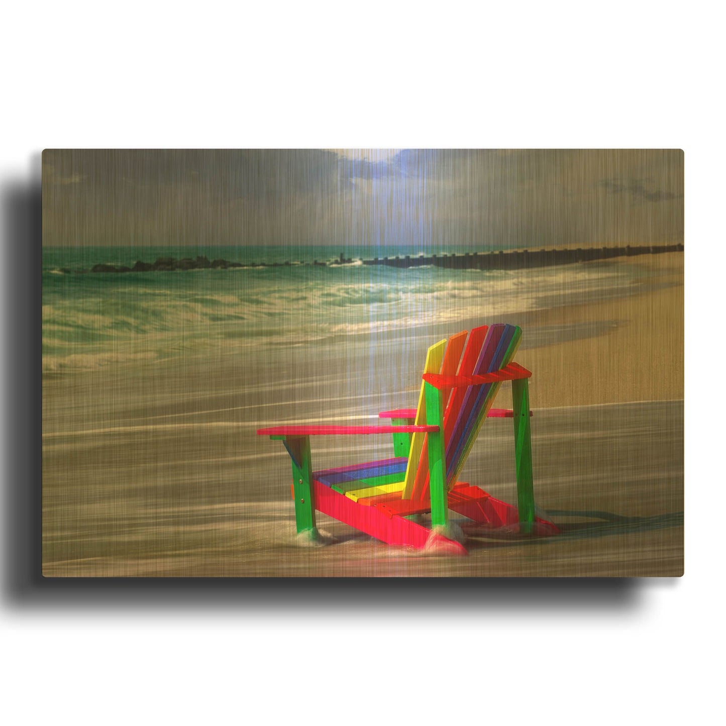 'Rainbow Chair' By Mike Jones Gold Metal Wall Art