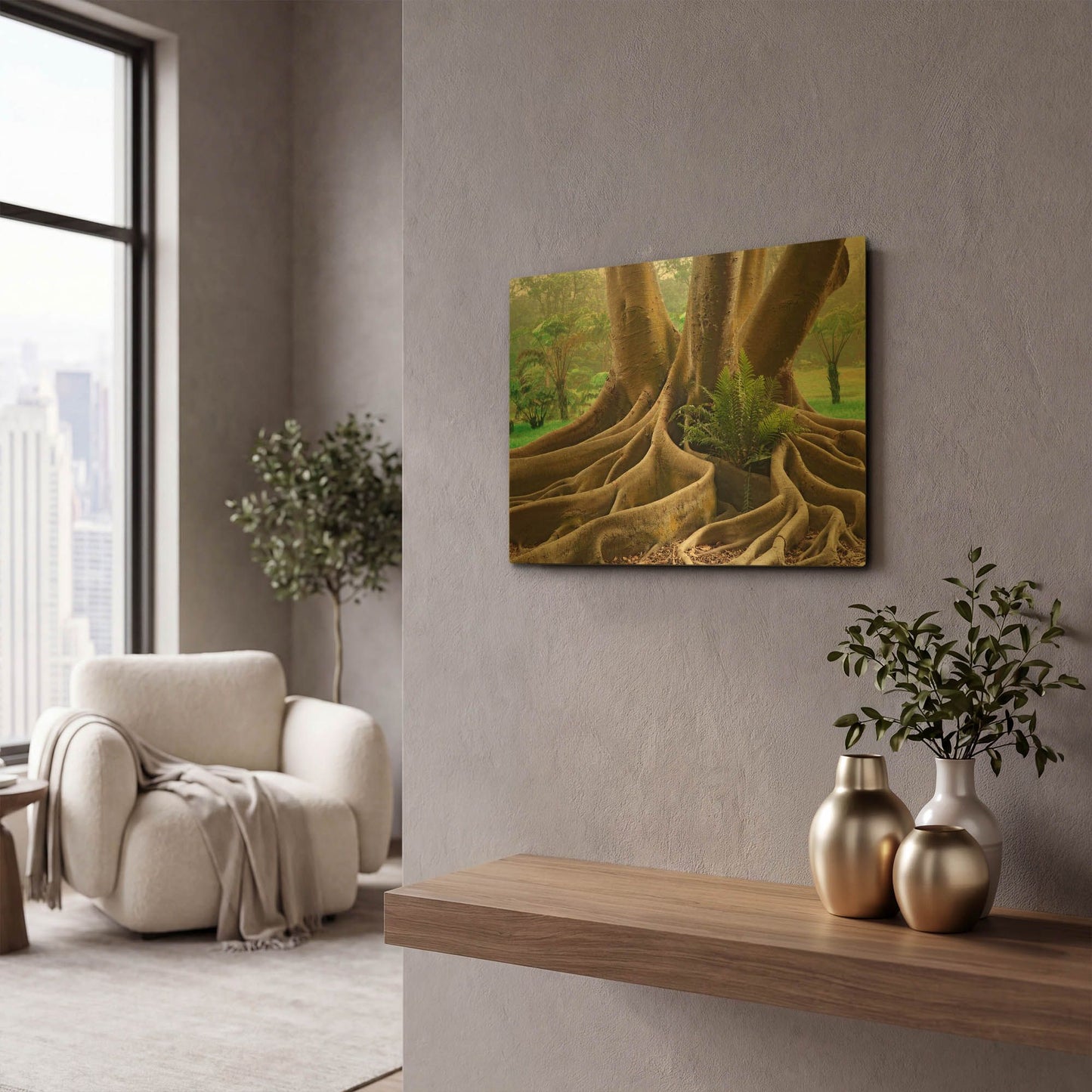 'Roots Sarasots Big Tree' By Mike Jones Gold Metal Wall Art