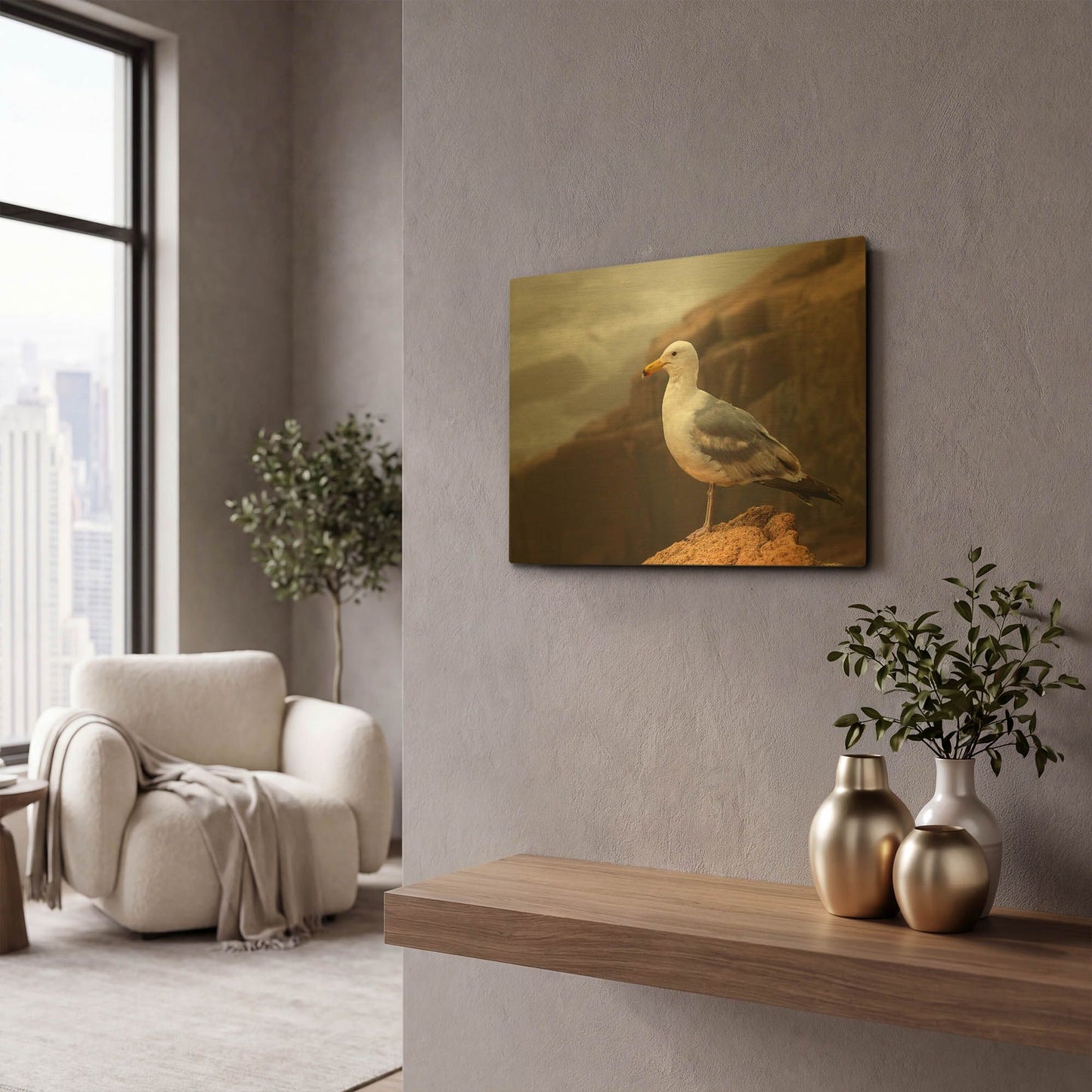 'Seagull' By Mike Jones Gold Metal Wall Art