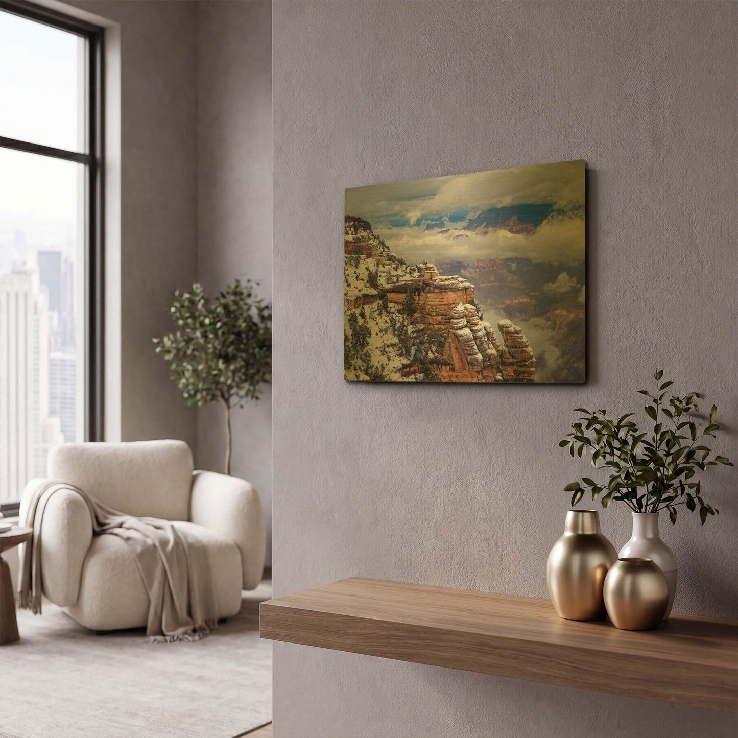 'Storm Clouds Mather Point' By Mike Jones Gold Metal Wall Art