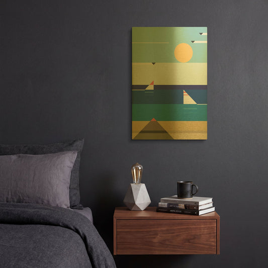 'Quiet Sea' By Antony Squizzato Gold Metal Wall Art